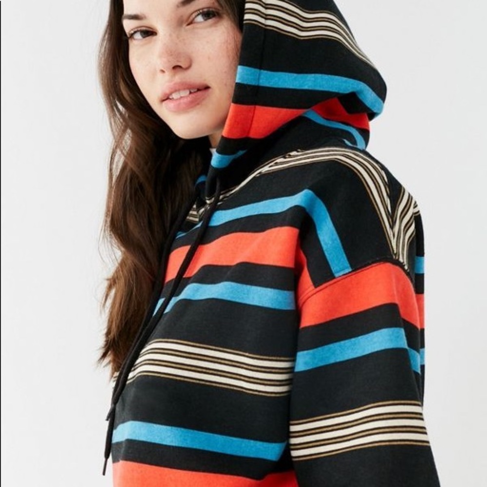 Urban Outfitters Cropped Horizontal Striped Hoodie